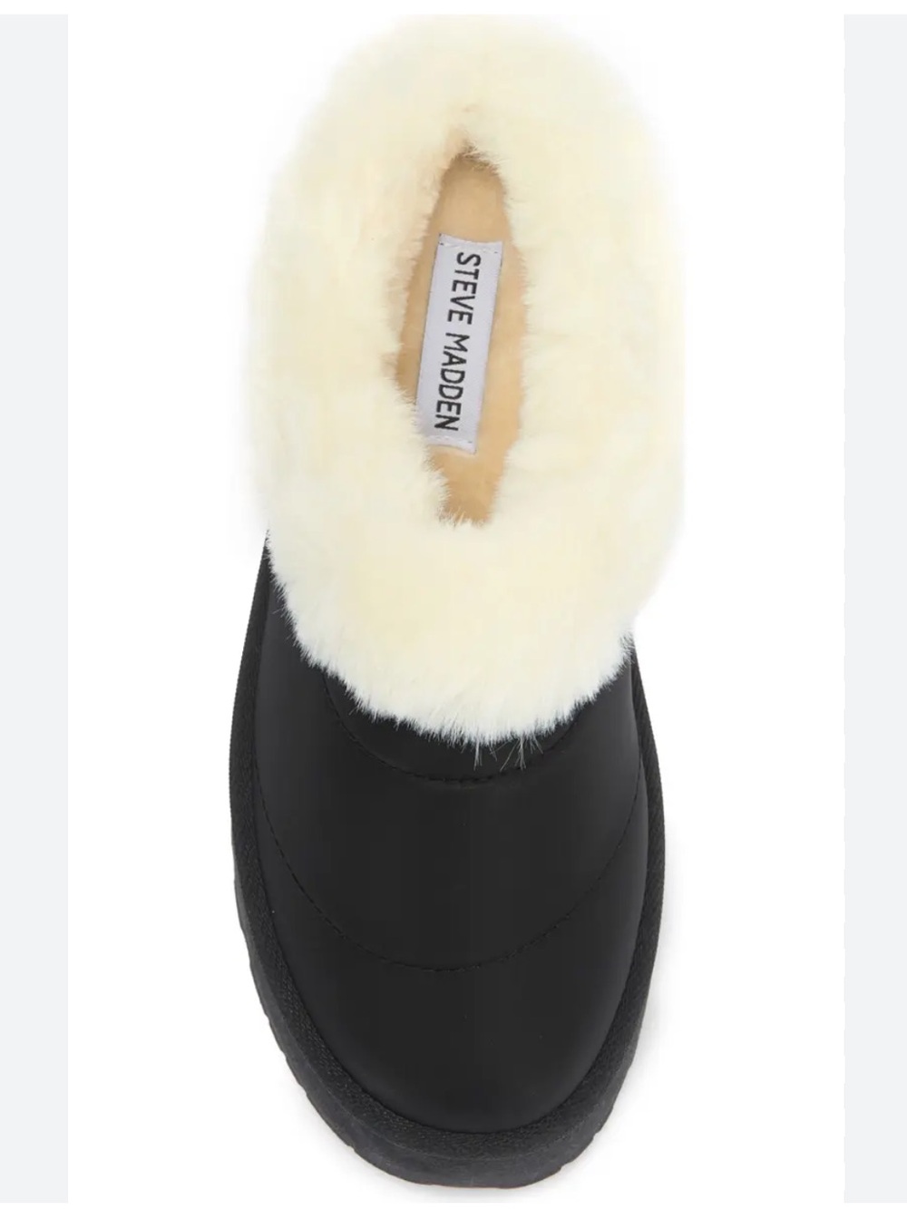 Steve Madden Unite Women’s Black Faux-Fur Lined Slip-On Mule Size 9